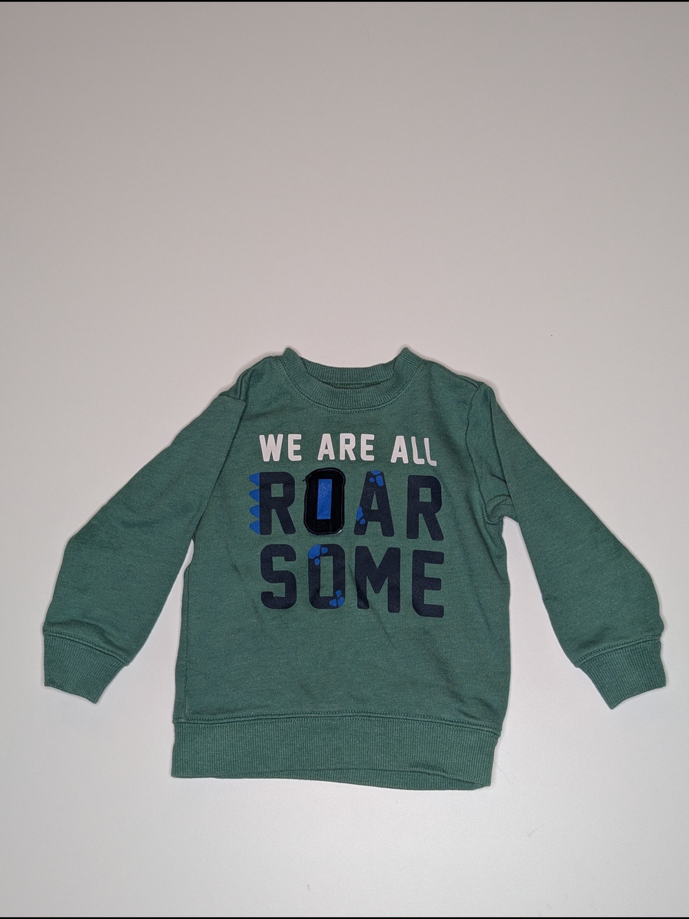 Carter's Green 'We Are All Roarsome' Sweatshirt with Navy Blue Graphic